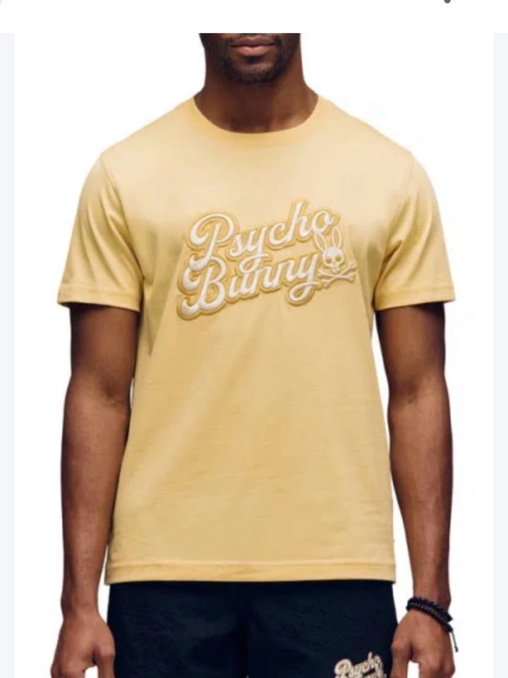 Psycho Bunny Light Yellow Script Logo Short Sleeve Tee